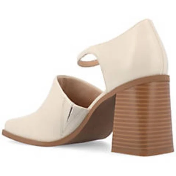 🤍🌾Journee Collection: Bobby, Bone Color Block Heel w/ Ankle Strap~ ✨️NWT✨️6.5W - Picture 6 of 8